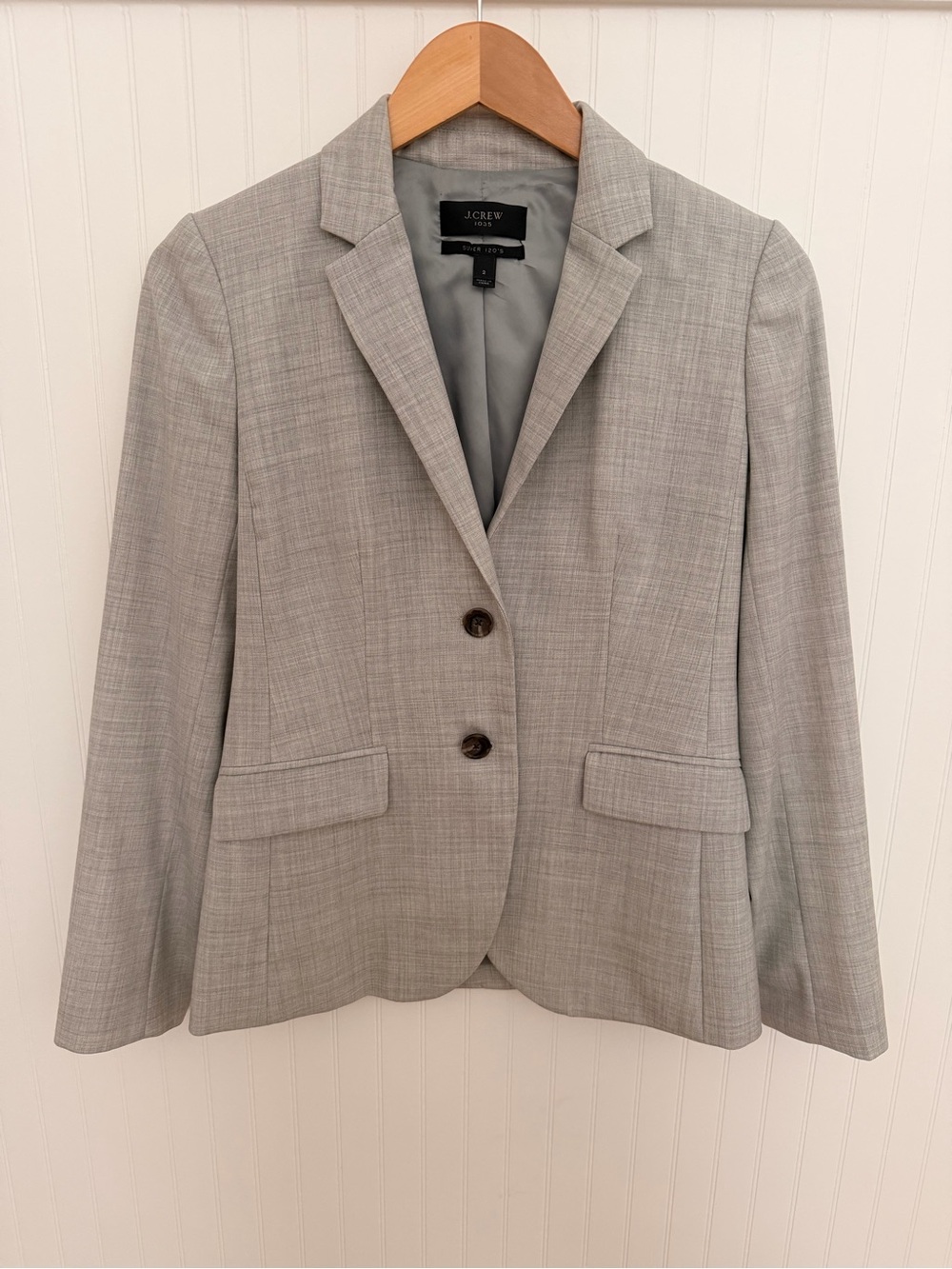 J. Crew Women's Light Gray Super 120s Wool Suit Jacket
